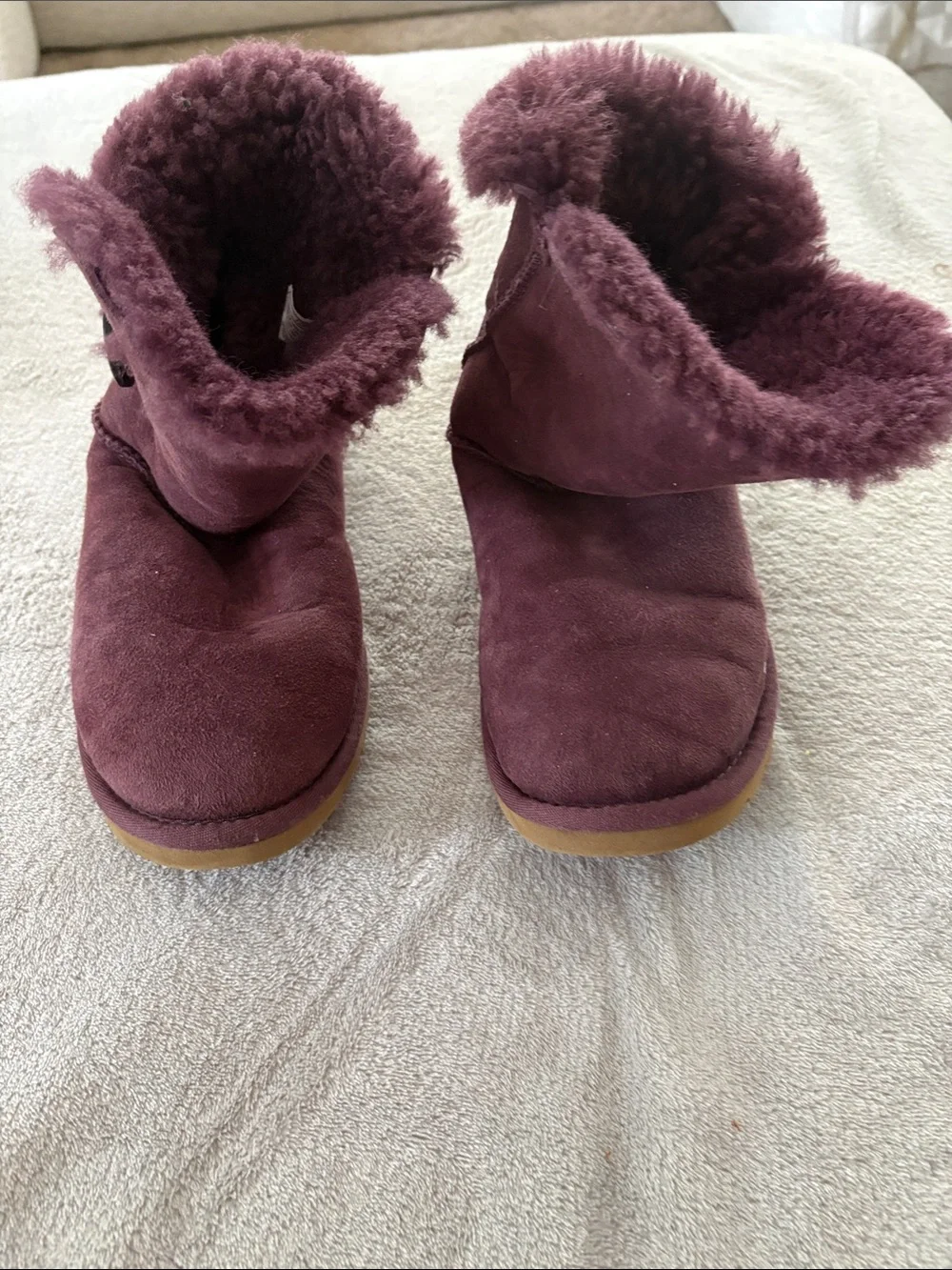 UGG Women's Shearling Button Boot - Plum Suede
